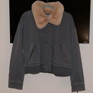 Grey Jacket with detachable fur collar